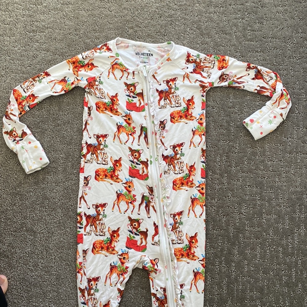 Bunny Knots Holiday Greetings | Ruffle Bamboo Zippy 
18-24m